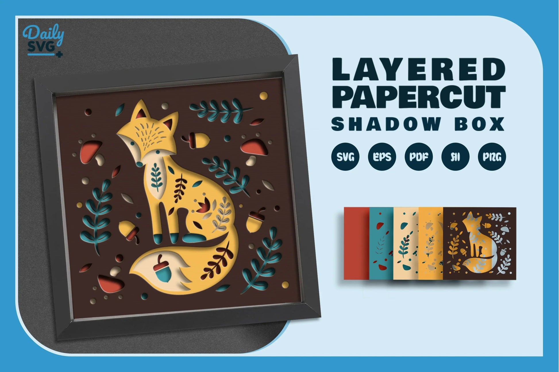 Autumn Fox Folk Art Papercut SVG Bundle - CraftNest - Digital Crafting and Art