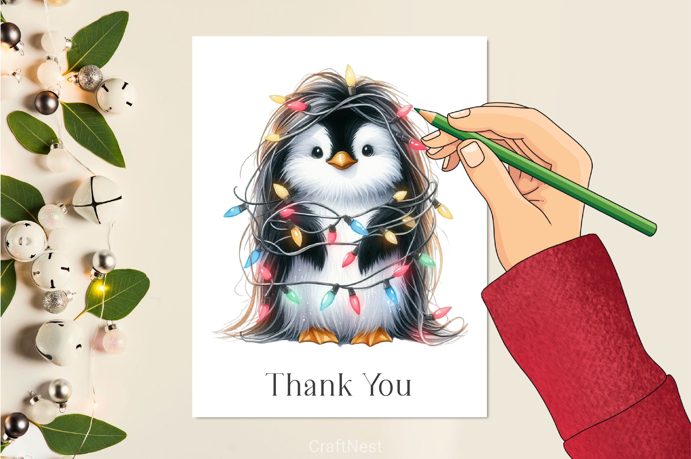 Cute Penguin Christmas Clipart Bundle 2