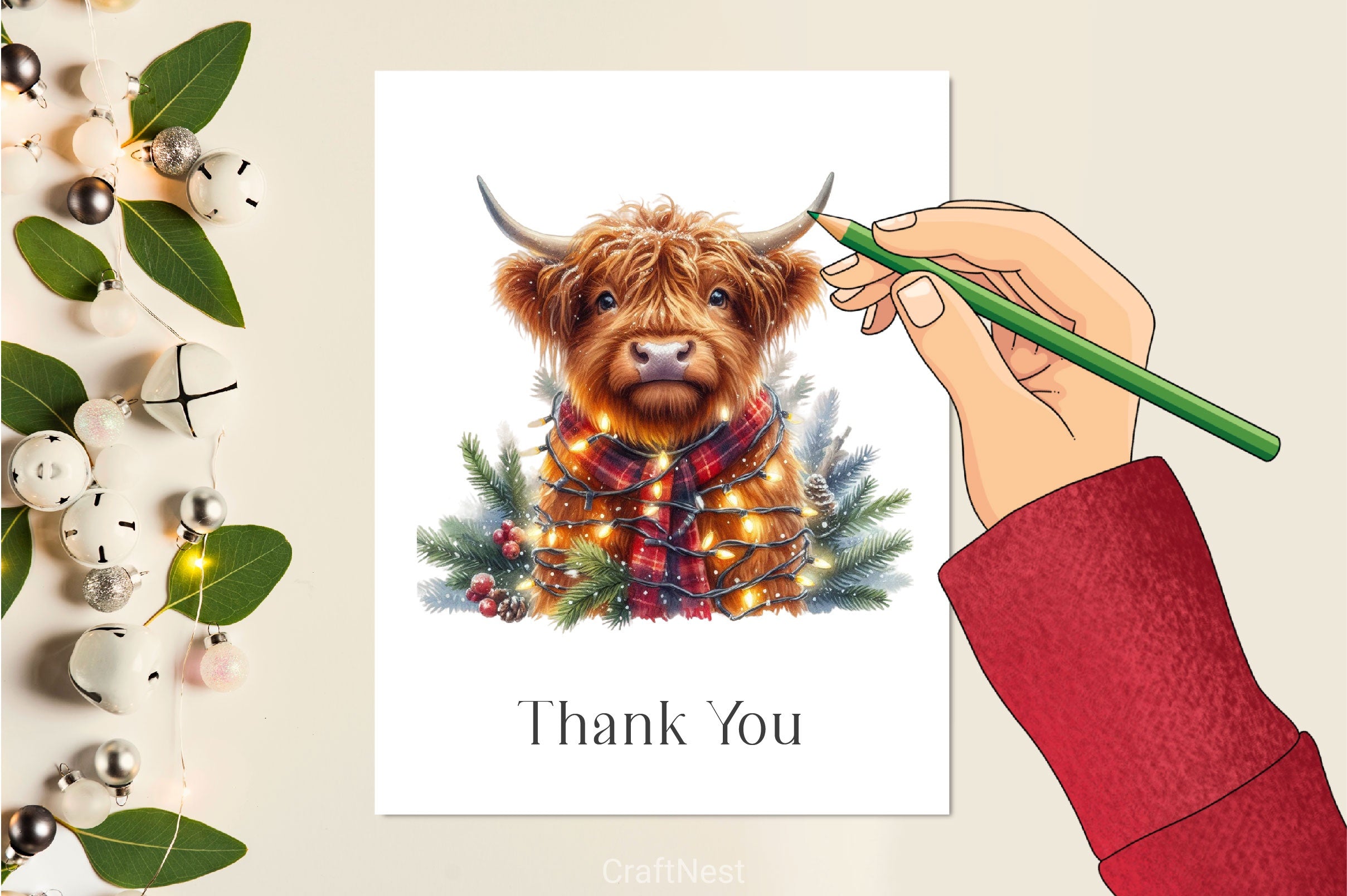 Christmas Highland Cow Clipart Bundle 12