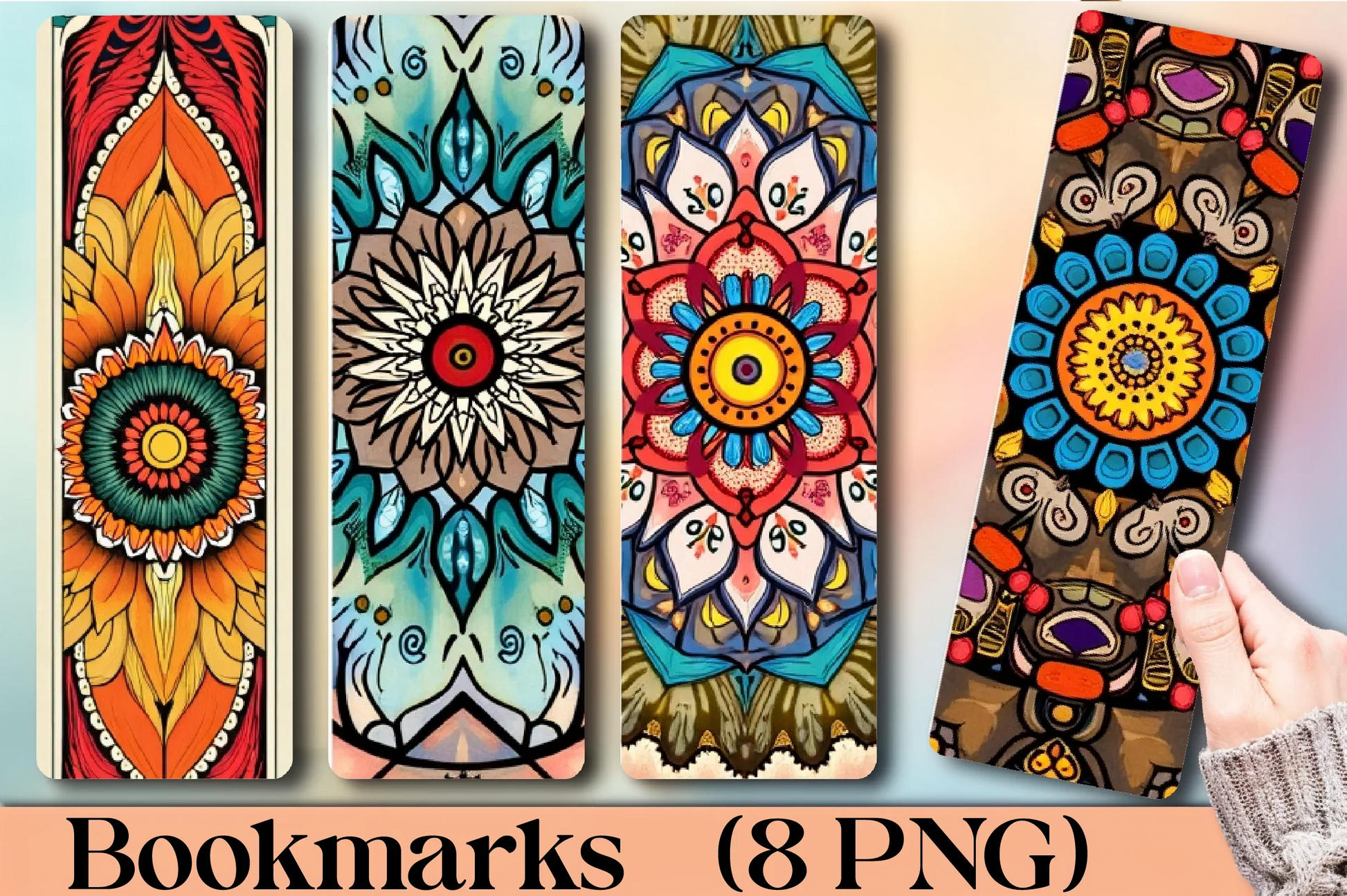 Vibrant Mandala Bookmark Pattern - CraftNest - Digital Crafting and Art