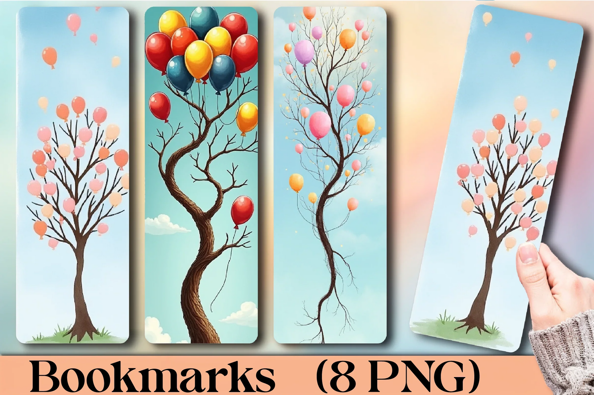 Whimsical Balloon Tree Bookmark - CraftNest - Digital Crafting and Art
