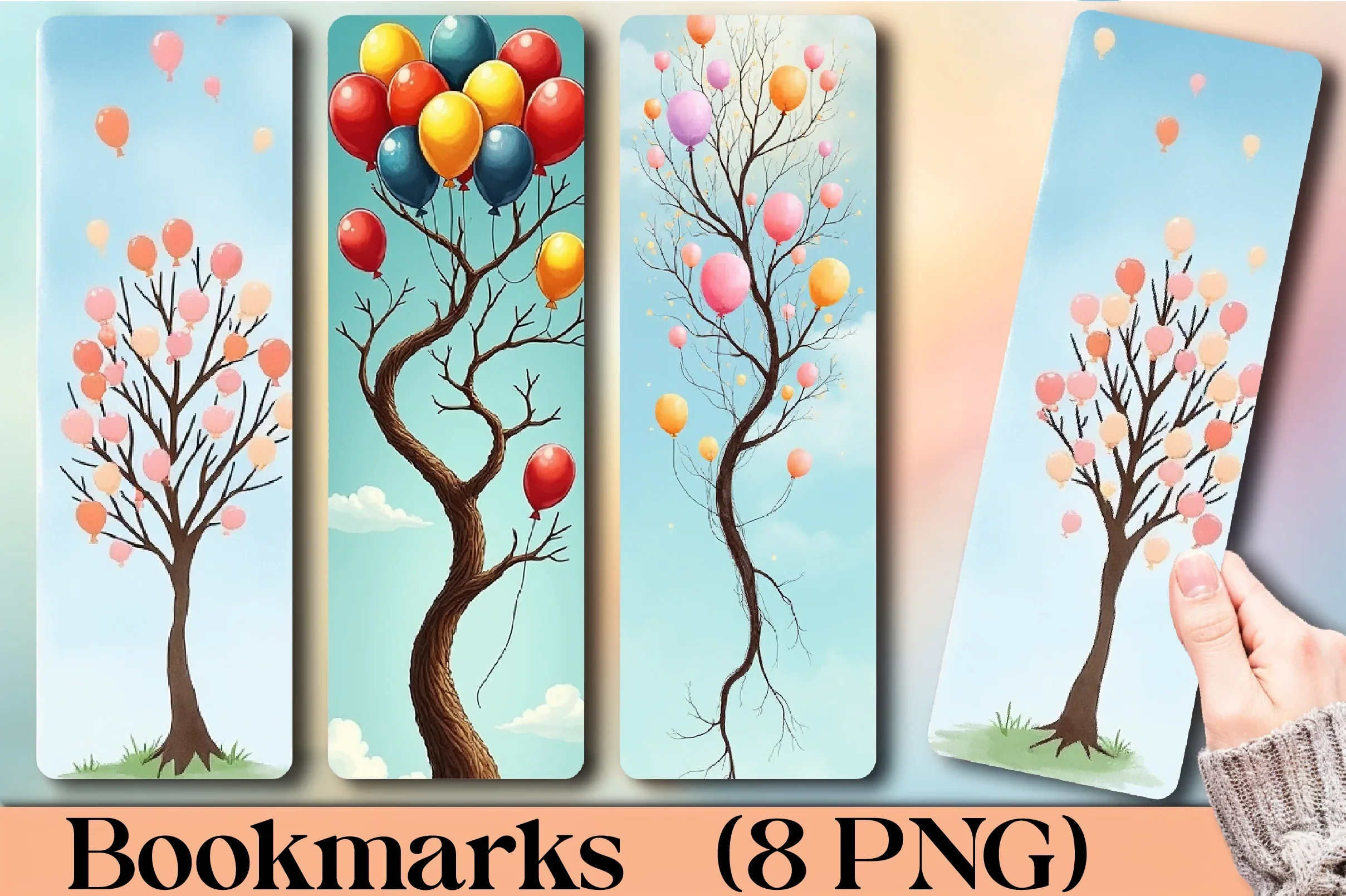 Whimsical Balloon Tree Bookmark - CraftNest - Digital Crafting and Art
