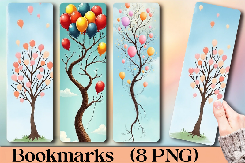 Whimsical Balloon Tree Bookmark - CraftNest - Digital Crafting and Art