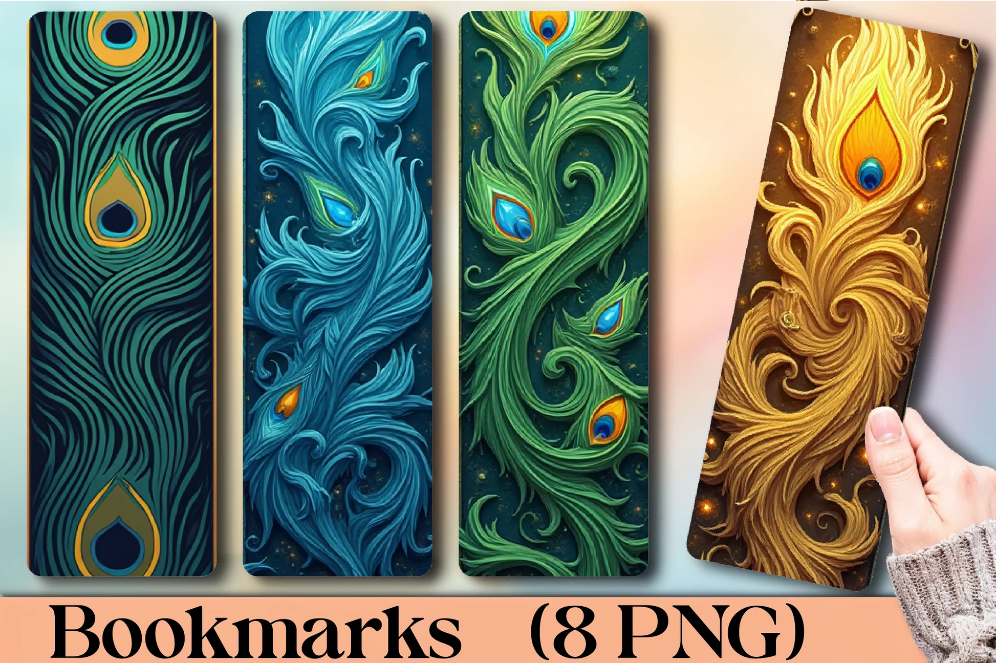 Magical Peacock Feathers Bookmark Journal - CraftNest - Digital Crafting and Art