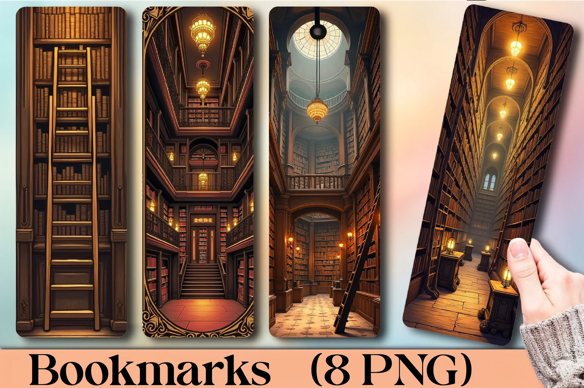 Ancient Library Interior Bookmark Journal - CraftNest - Digital Crafting and Art
