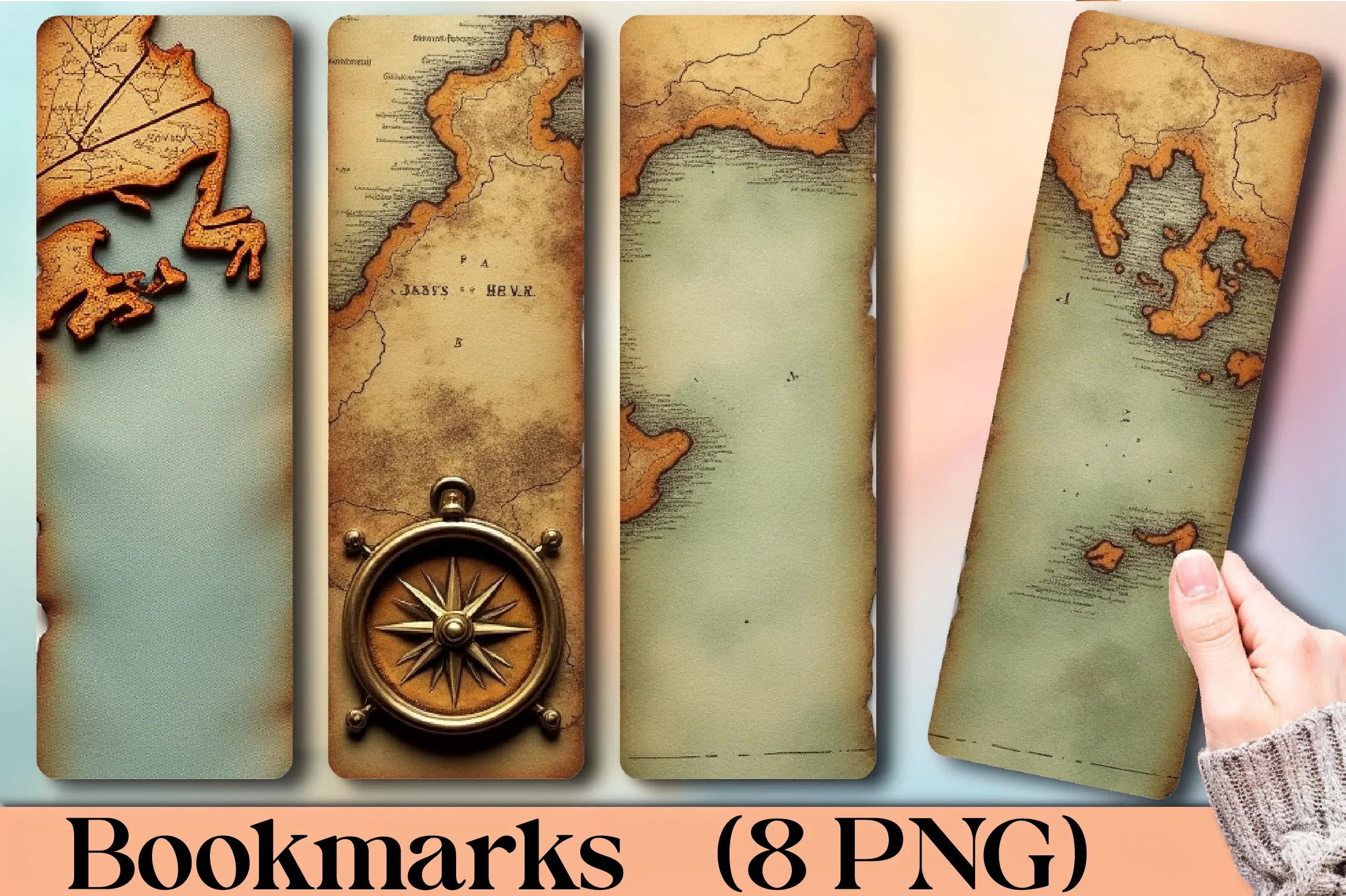Vintage Compass Map Bookmark Journal - CraftNest - Digital Crafting and Art