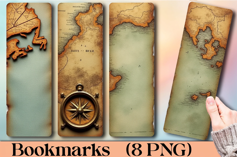 Vintage Compass Map Bookmark Journal - CraftNest - Digital Crafting and Art