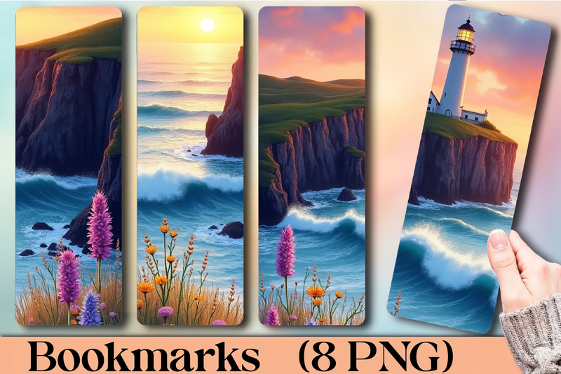 Abstract Gradient Waves Bookmark Set - CraftNest - Digital Crafting and Art