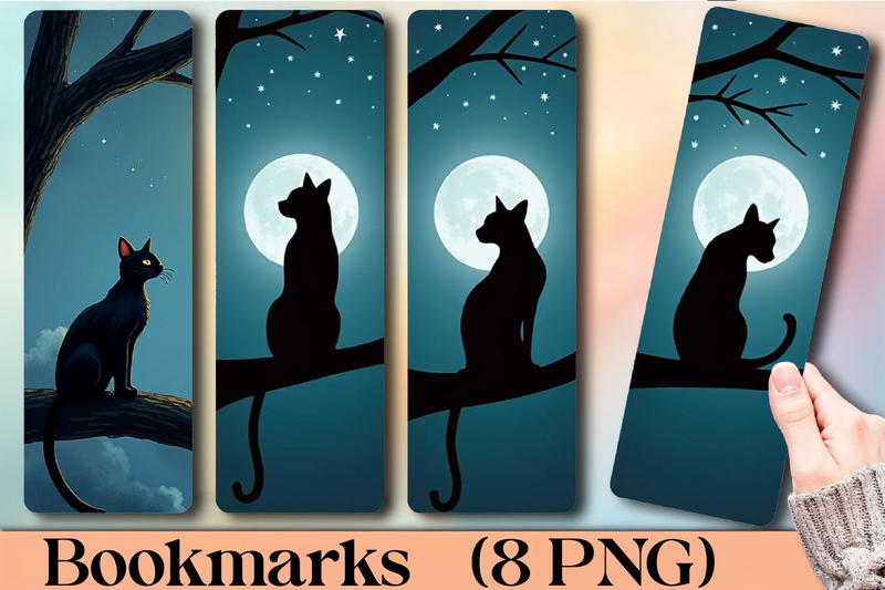 Midnight Cat Silhouette Bookmark - CraftNest - Digital Crafting and Art