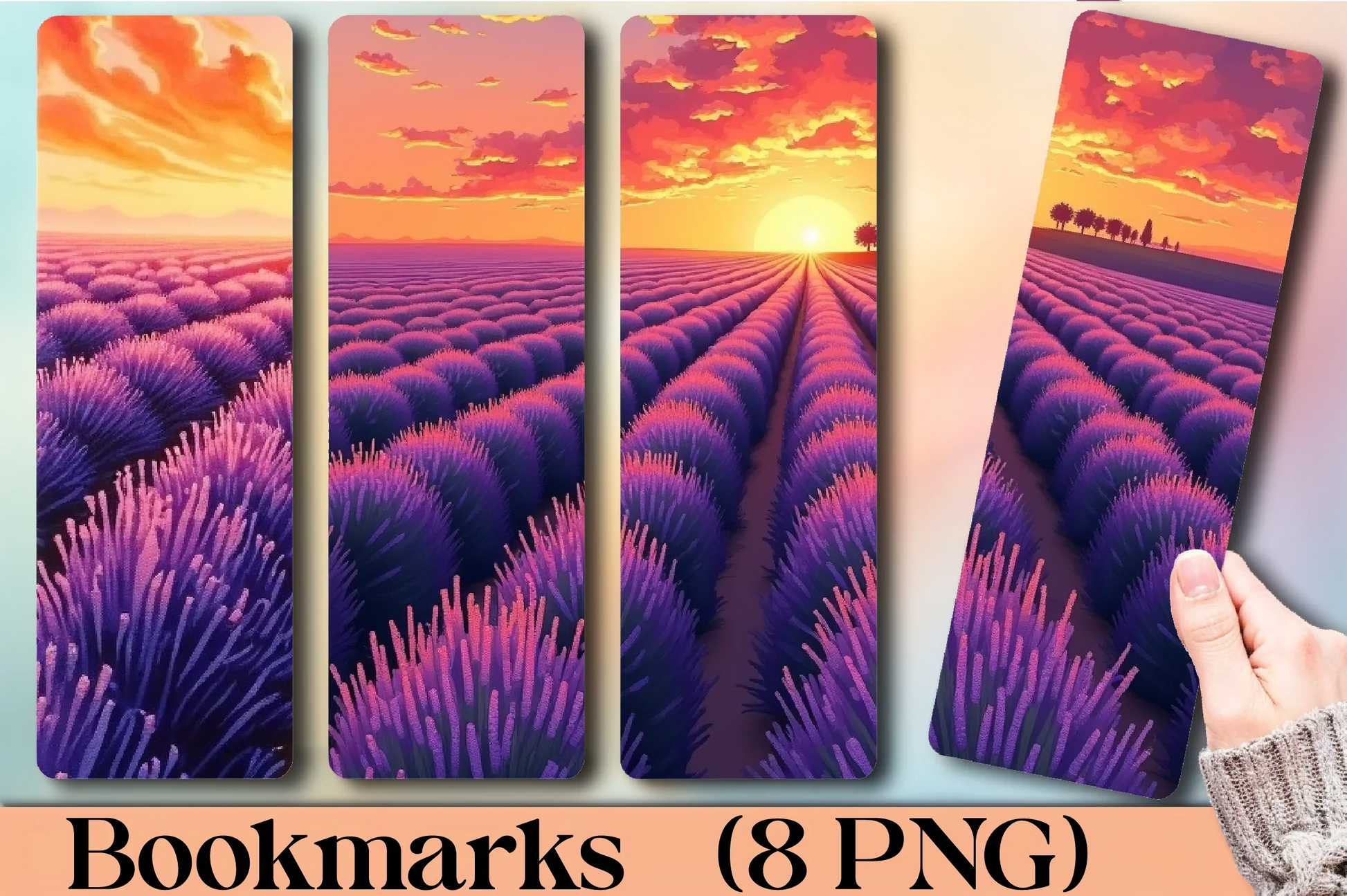 Sunset Lavender Fields Bookmark Journal - CraftNest - Digital Crafting and Art