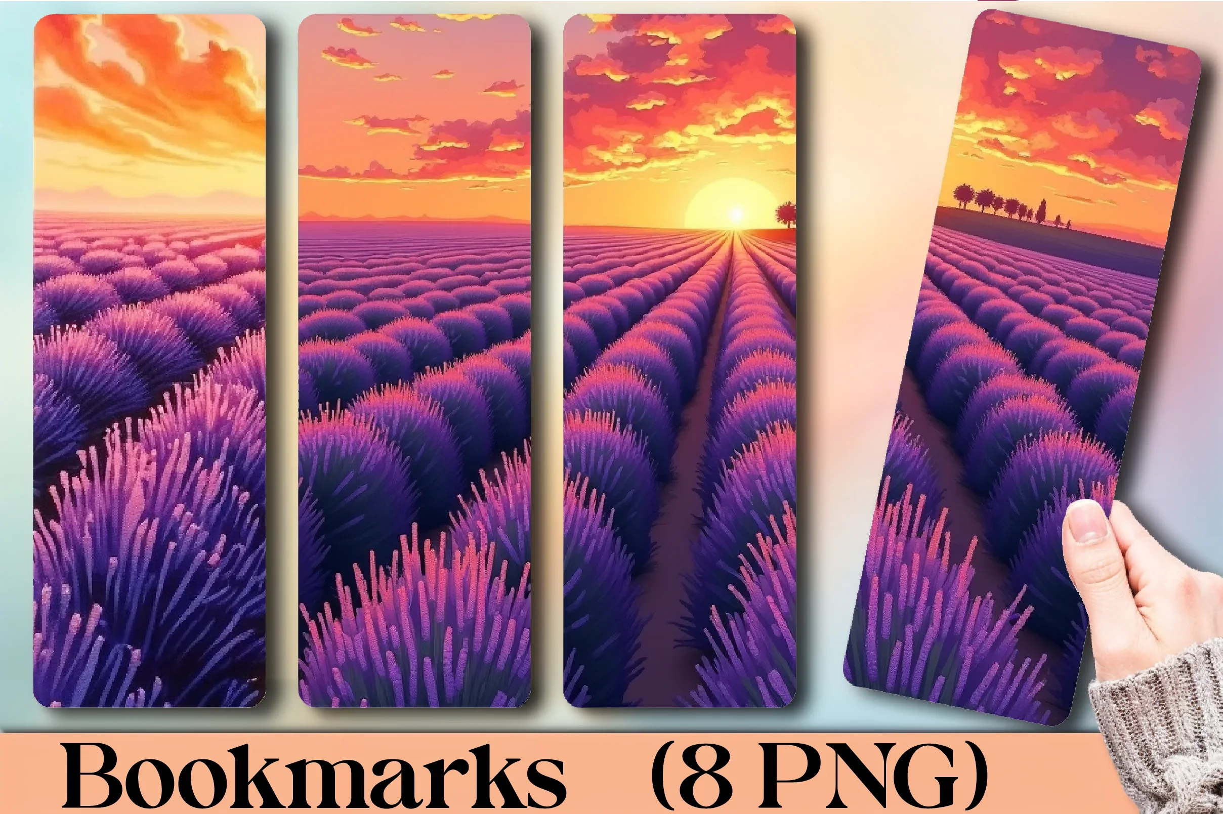 Sunset Lavender Fields Bookmark Journal - CraftNest - Digital Crafting and Art