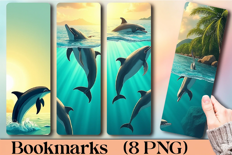 Tropical Lagoon Dolphins Bookmark Journal - CraftNest - Digital Crafting and Art