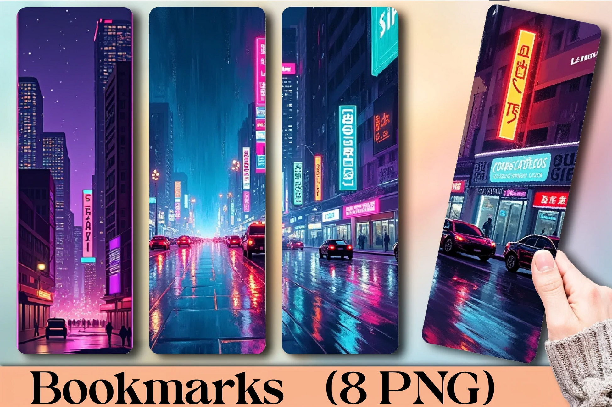 Neon Cityscape Bookmark Journal - CraftNest - Digital Crafting and Art