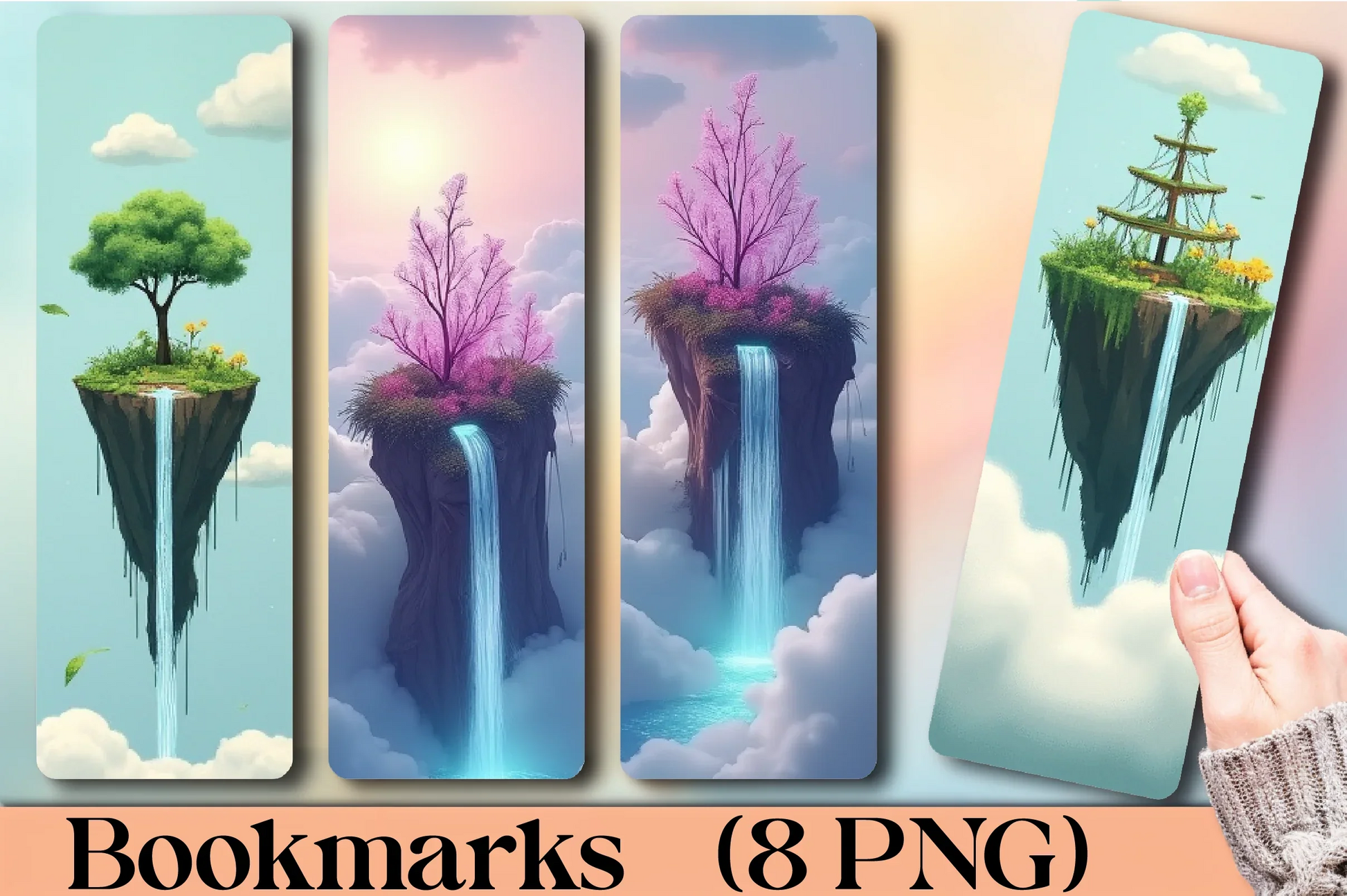 Floating Island Clouds Bookmark Journal - CraftNest - Digital Crafting and Art