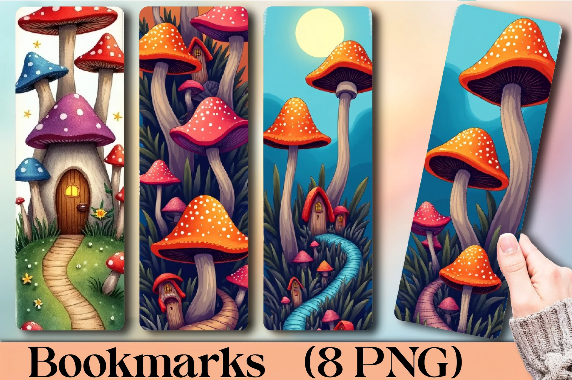 Mushroom Village Bookmark Journal - CraftNest - Digital Crafting and Art