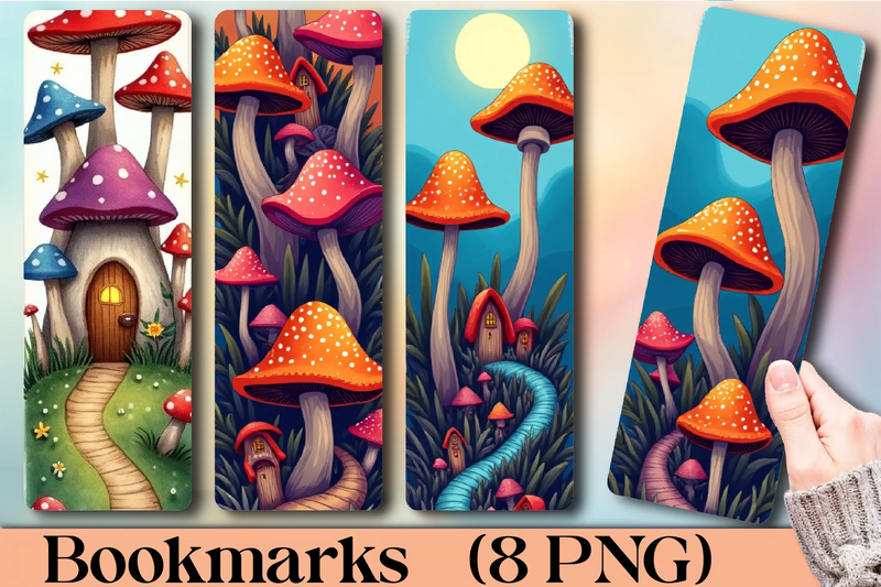 Mushroom Village Bookmark Journal - CraftNest - Digital Crafting and Art