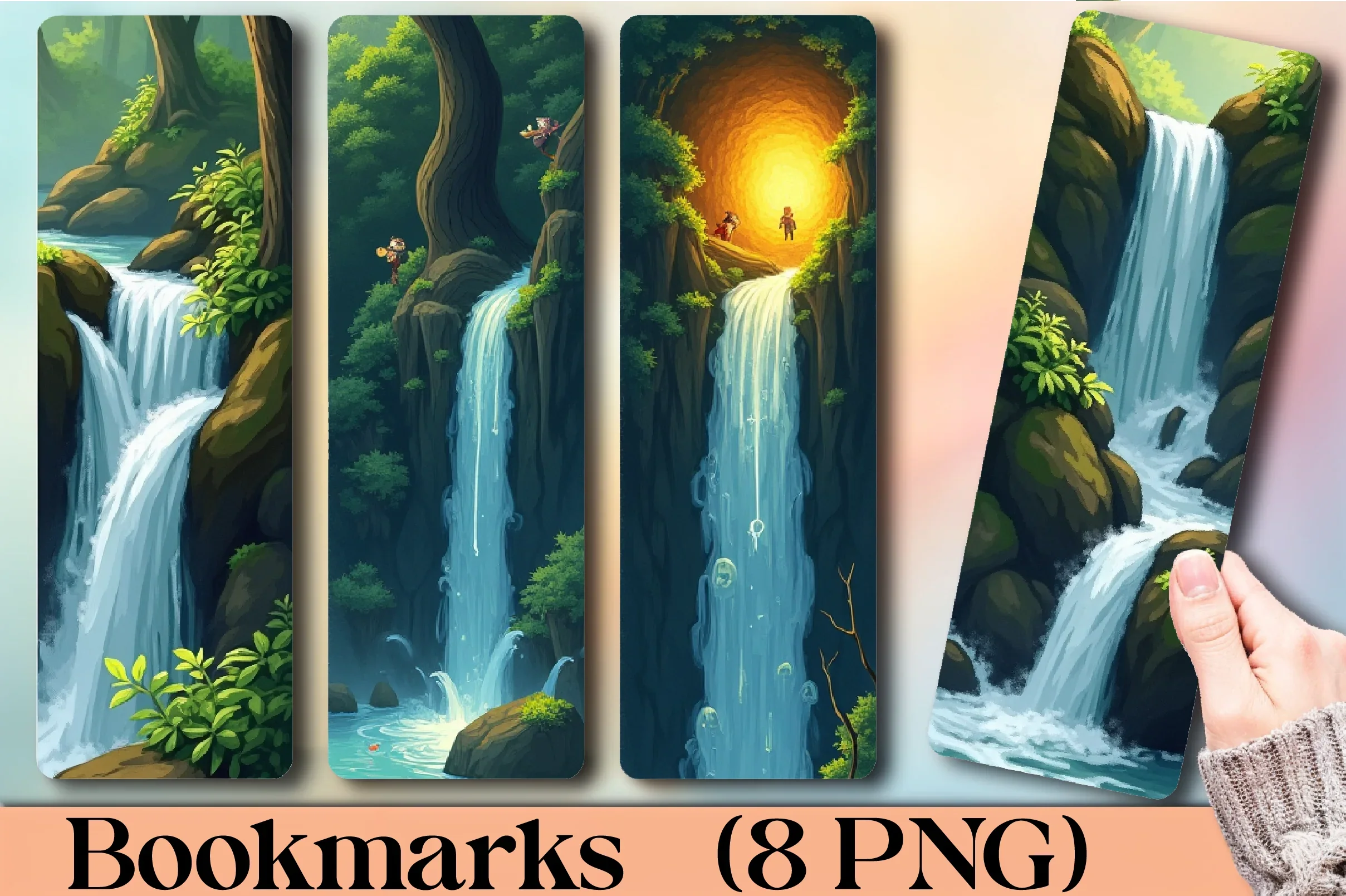 Forest Waterfall Bookmark Journal - CraftNest - Digital Crafting and Art