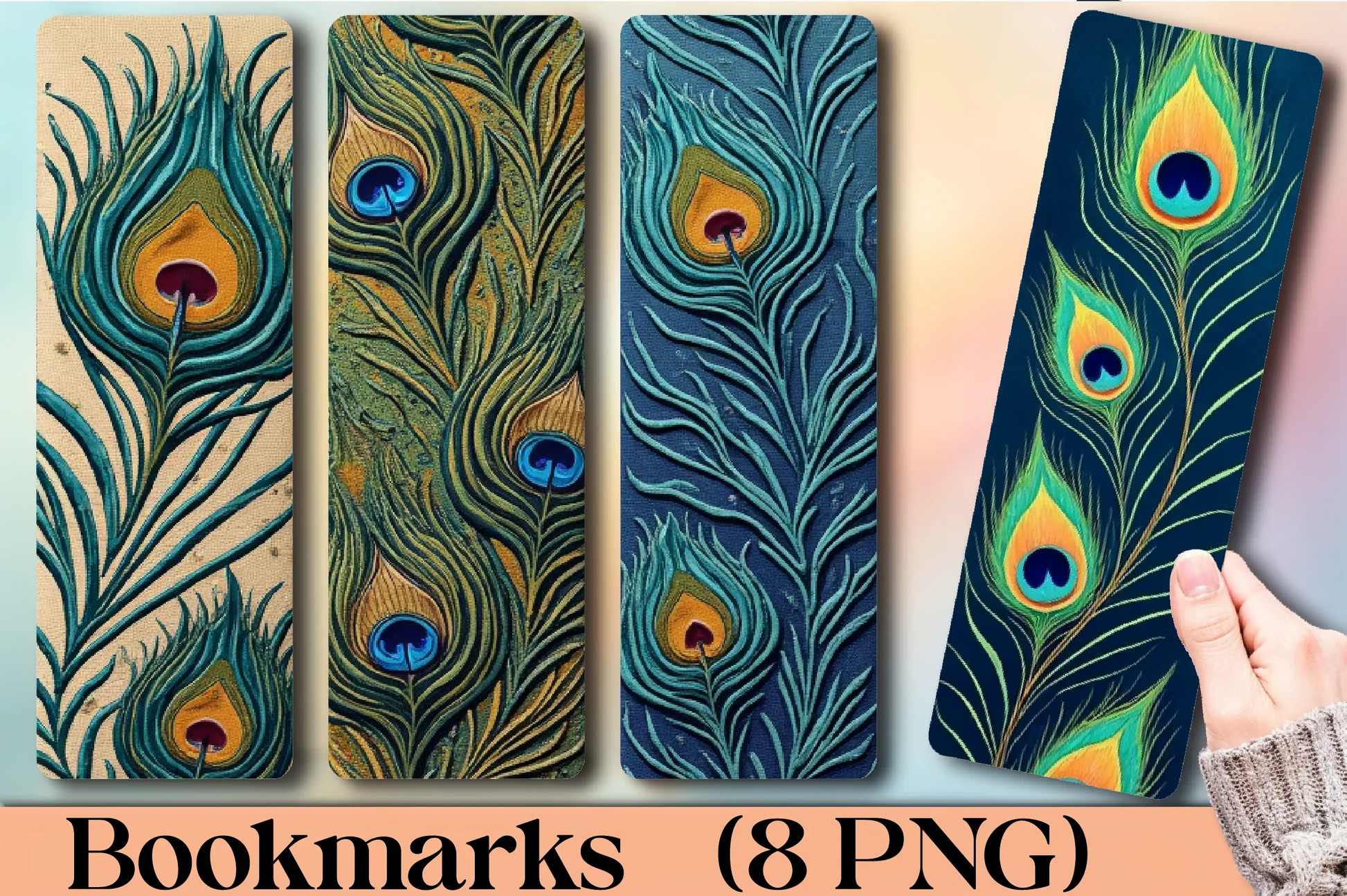 Radiant Peacock Plumage Bookmark Journal - CraftNest - Digital Crafting and Art