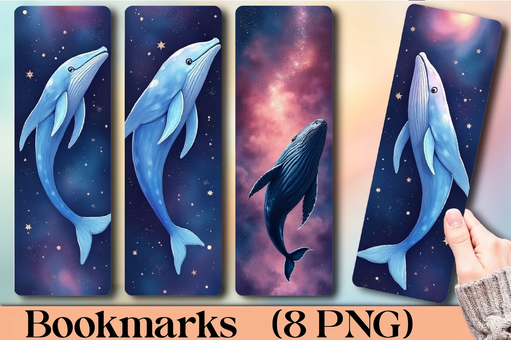 Cosmic Whales Bookmark Journal - CraftNest - Digital Crafting and Art
