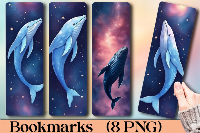 Cosmic Whales Bookmark Journal - CraftNest - Digital Crafting and Art