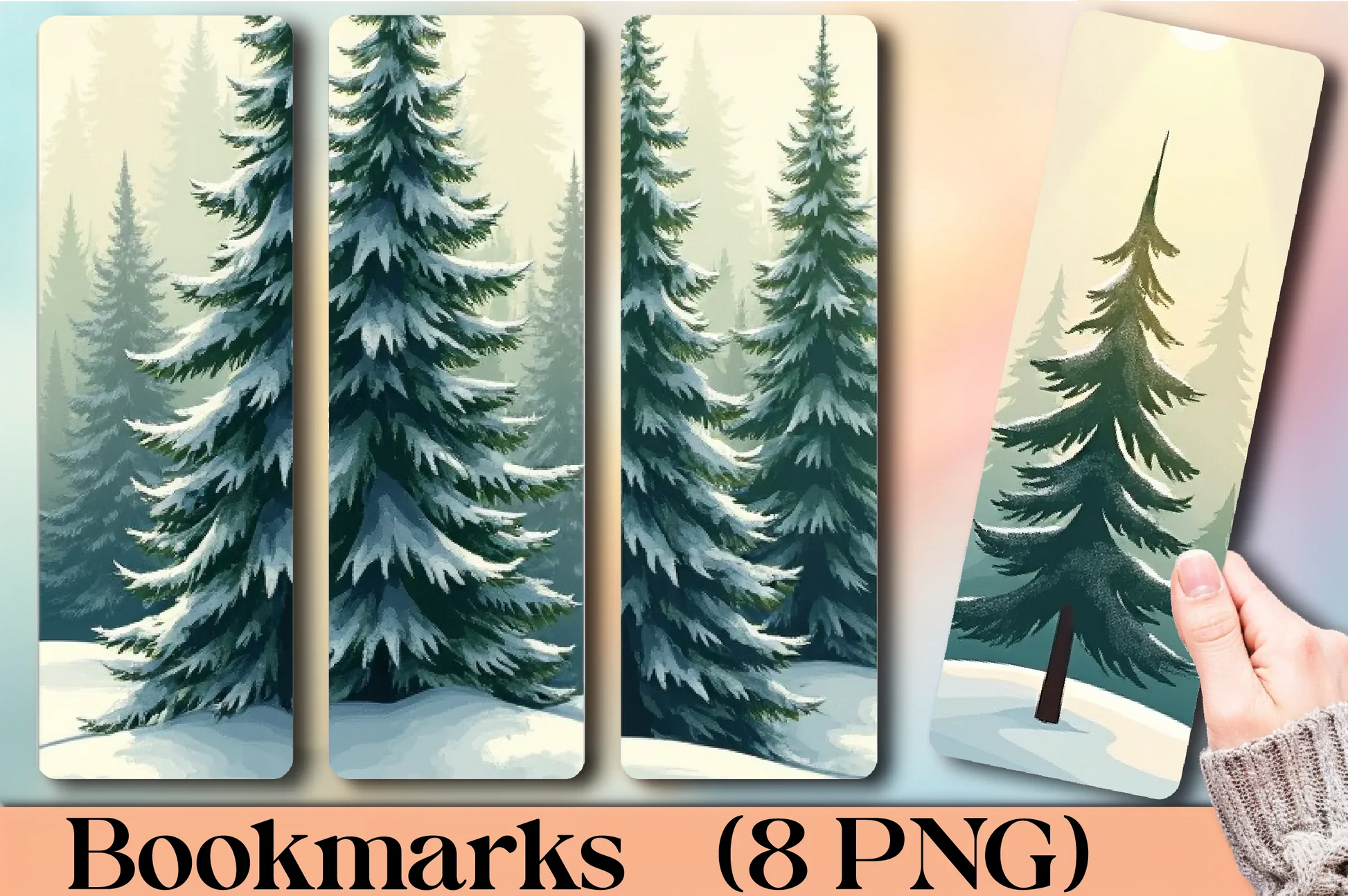 Frosted Evergreen Forest Bookmark - CraftNest - Digital Crafting and Art