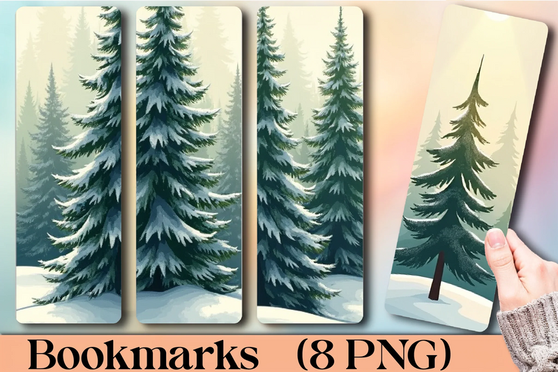 Frosted Evergreen Forest Bookmark - CraftNest - Digital Crafting and Art