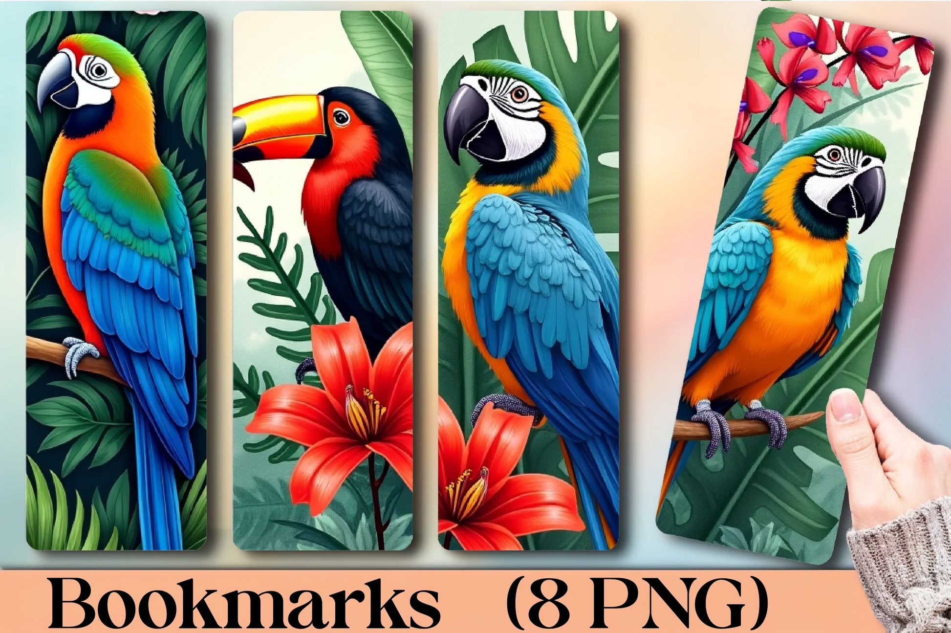 Tropical Birds Bookmark Journal - CraftNest - Digital Crafting and Art