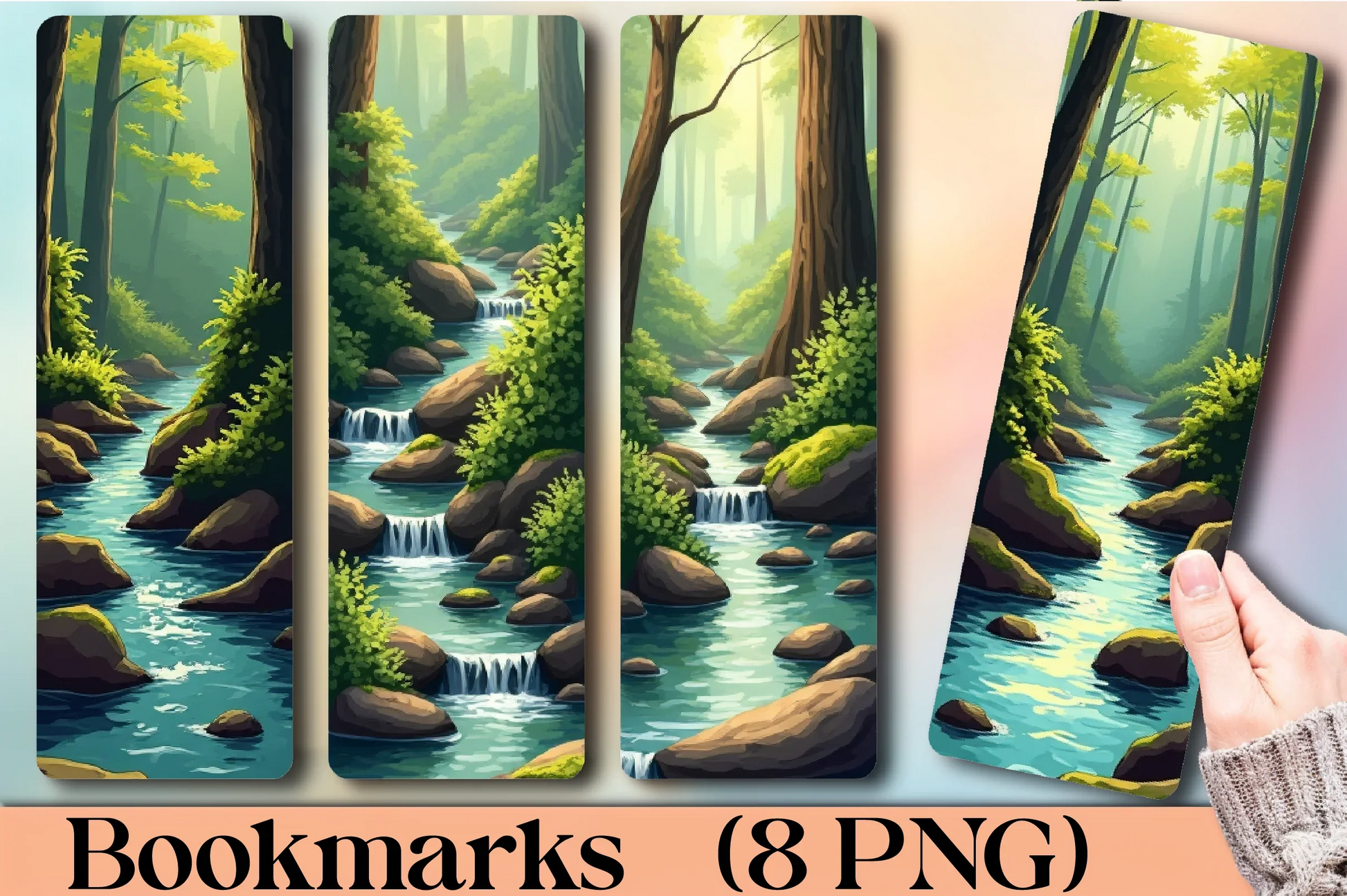 Forest Stream Sanctuary Bookmark Journal - CraftNest - Digital Crafting and Art