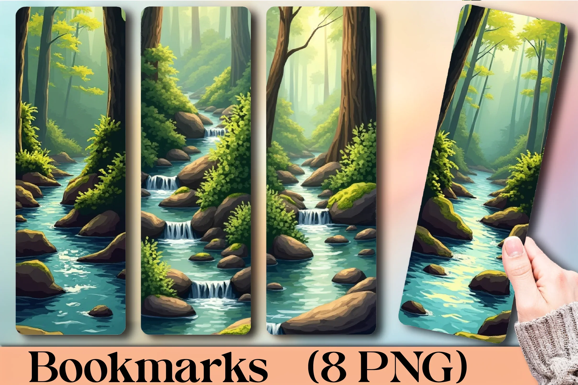 Forest Stream Sanctuary Bookmark Journal - CraftNest - Digital Crafting and Art