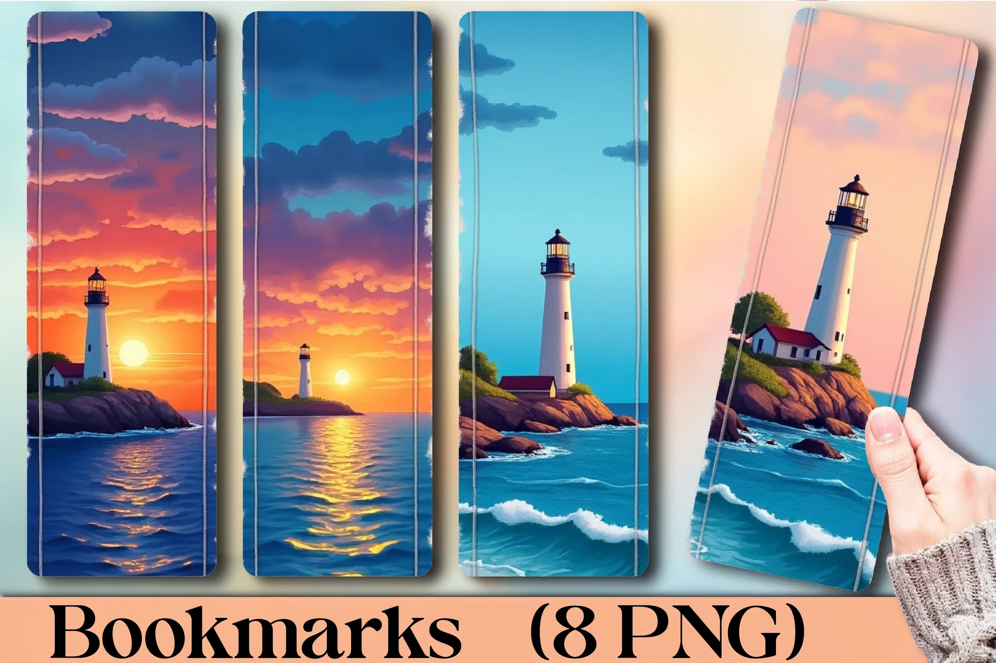 Nighttime Lighthouse Glow Bookmark - CraftNest - Digital Crafting and Art