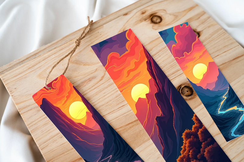 Fiery Sunset Mountains Bookmark - CraftNest - Digital Crafting and Art