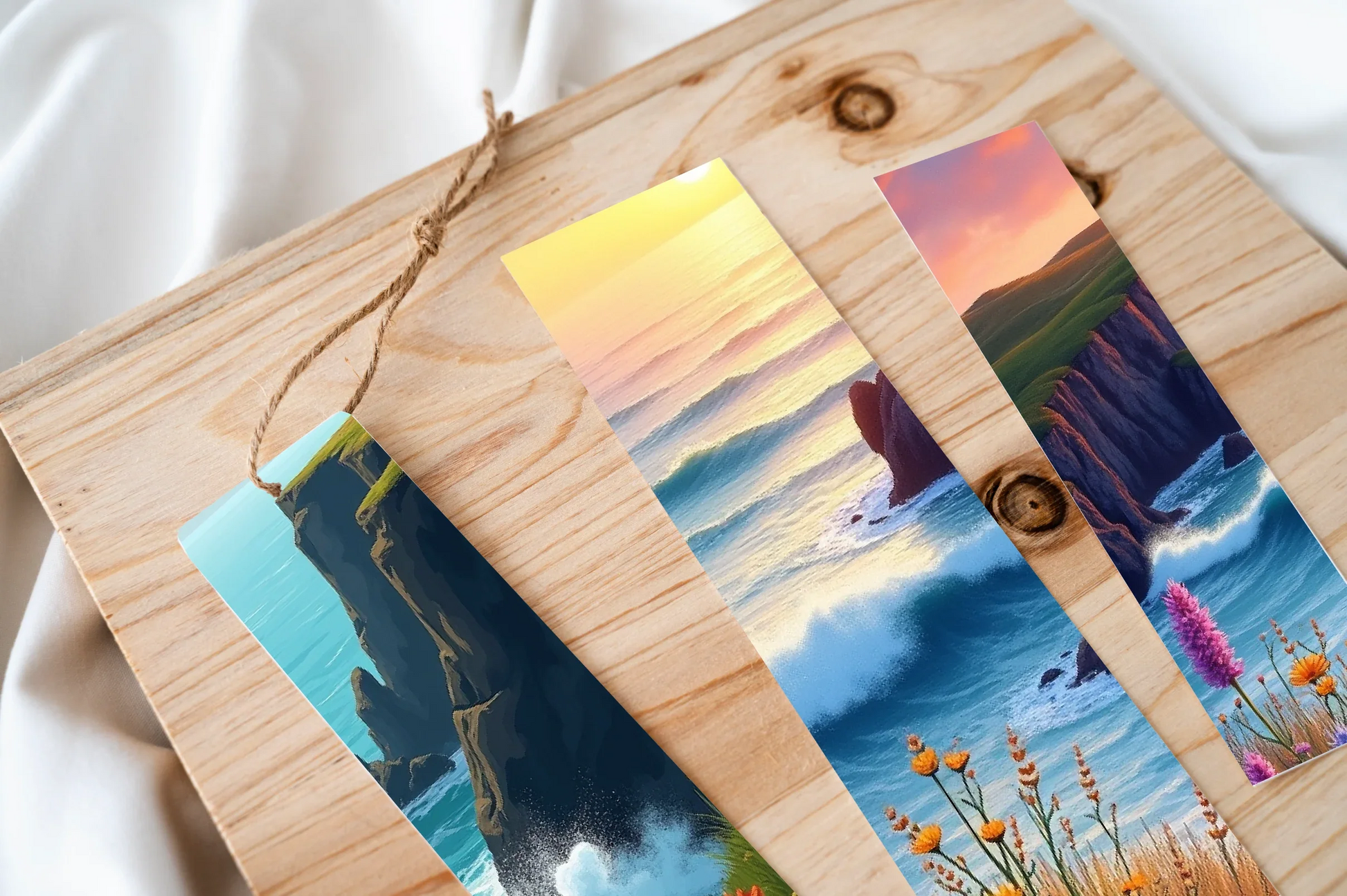 Abstract Gradient Waves Bookmark Set - CraftNest - Digital Crafting and Art