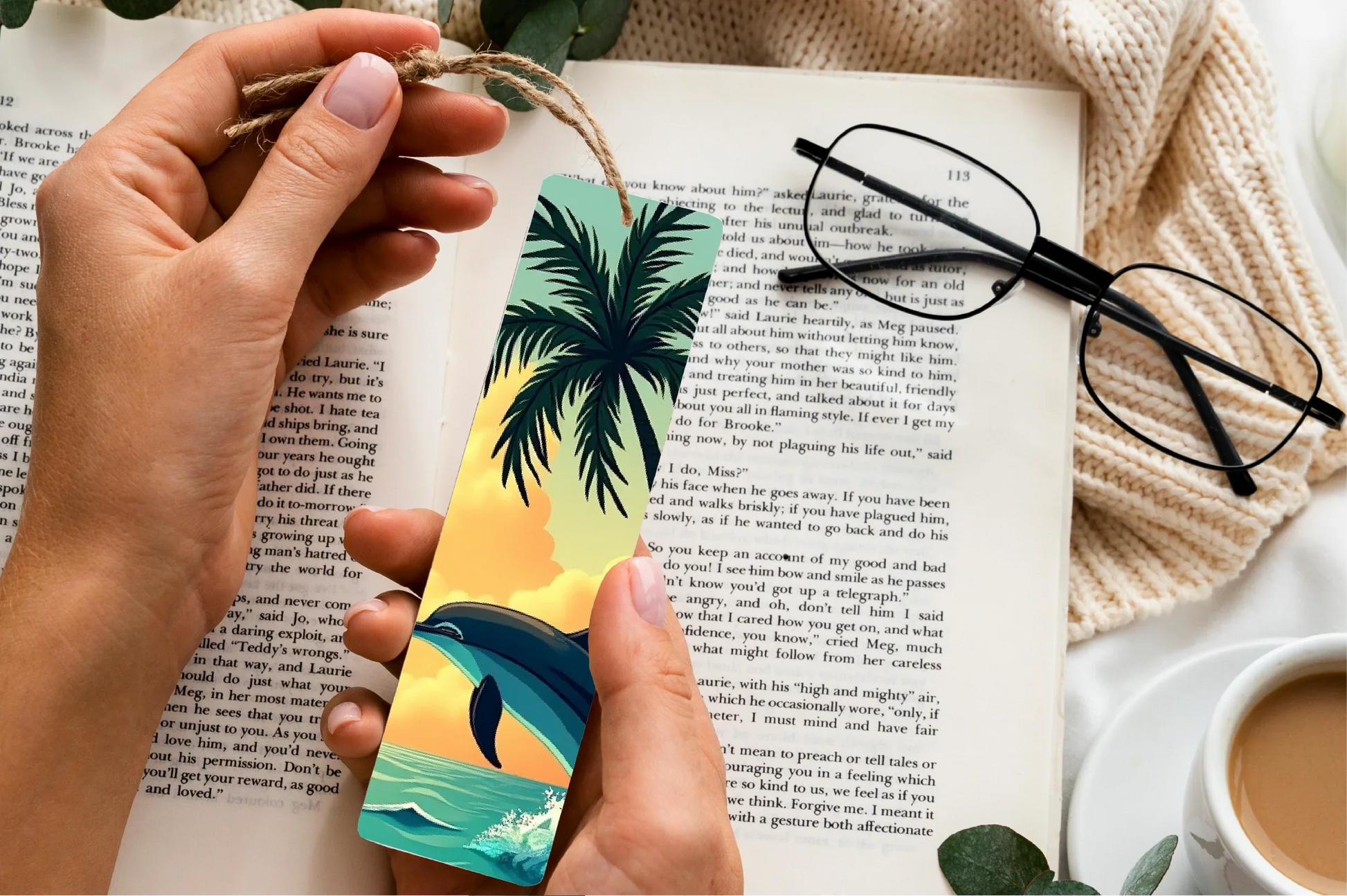 Tropical Lagoon Dolphins Bookmark Journal - CraftNest - Digital Crafting and Art