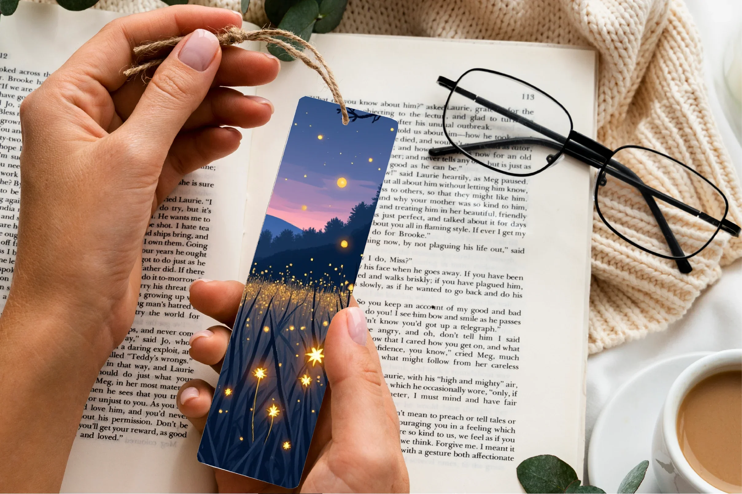 Twilight Firefly Meadow Bookmark - CraftNest - Digital Crafting and Art