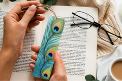 Radiant Peacock Plumage Bookmark Journal - CraftNest - Digital Crafting and Art