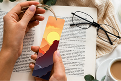 Fiery Sunset Mountains Bookmark - CraftNest - Digital Crafting and Art