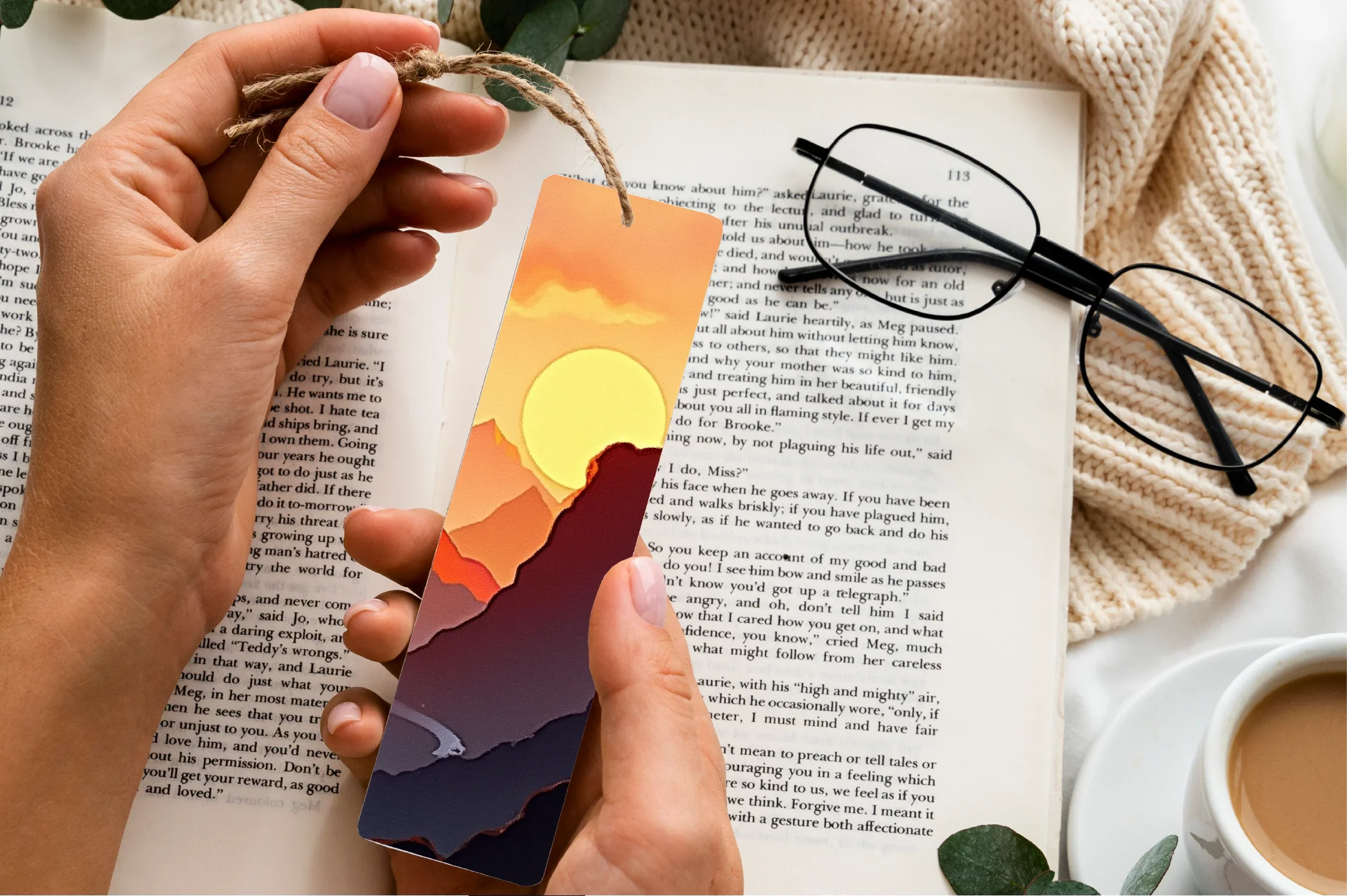 Fiery Sunset Mountains Bookmark - CraftNest - Digital Crafting and Art