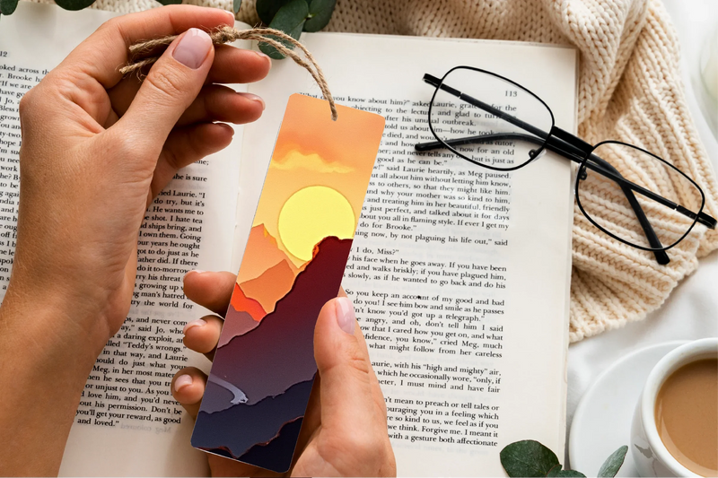 Fiery Sunset Mountains Bookmark - CraftNest - Digital Crafting and Art