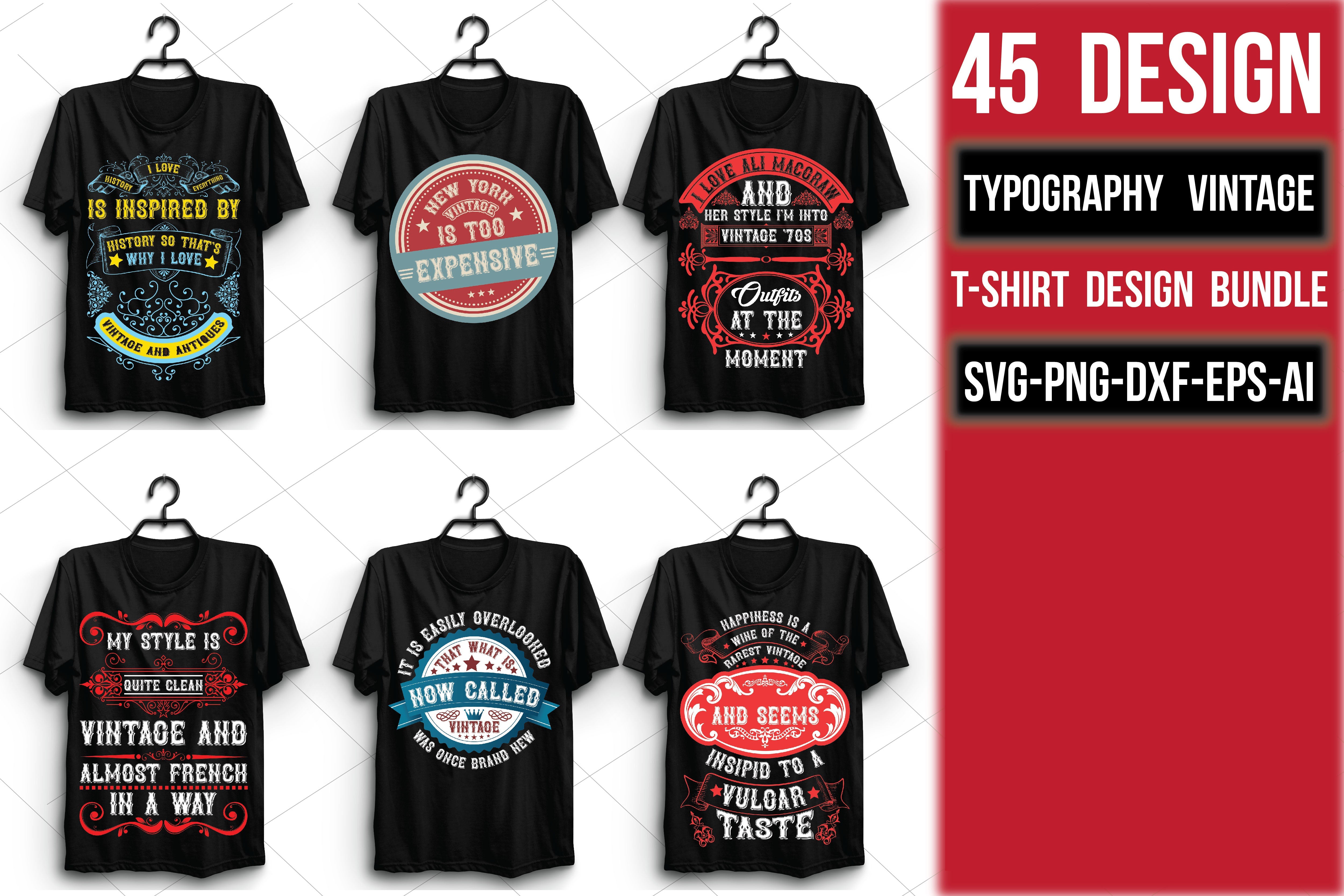 Typography Vintage T Shirt Bundle 2