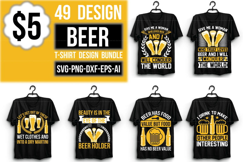 Beer T-Shirt Design SVG Bundle 2 - CraftNest - Digital Crafting and Art