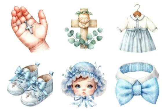 Baby Boy Baptism Clipart Bundle - CraftNest - Digital Crafting and Art