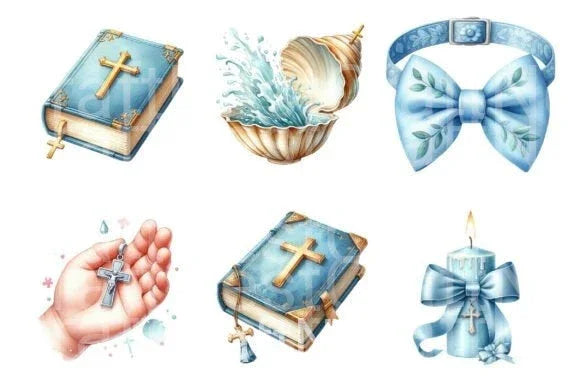 Baby Boy Baptism Clipart Bundle - CraftNest - Digital Crafting and Art