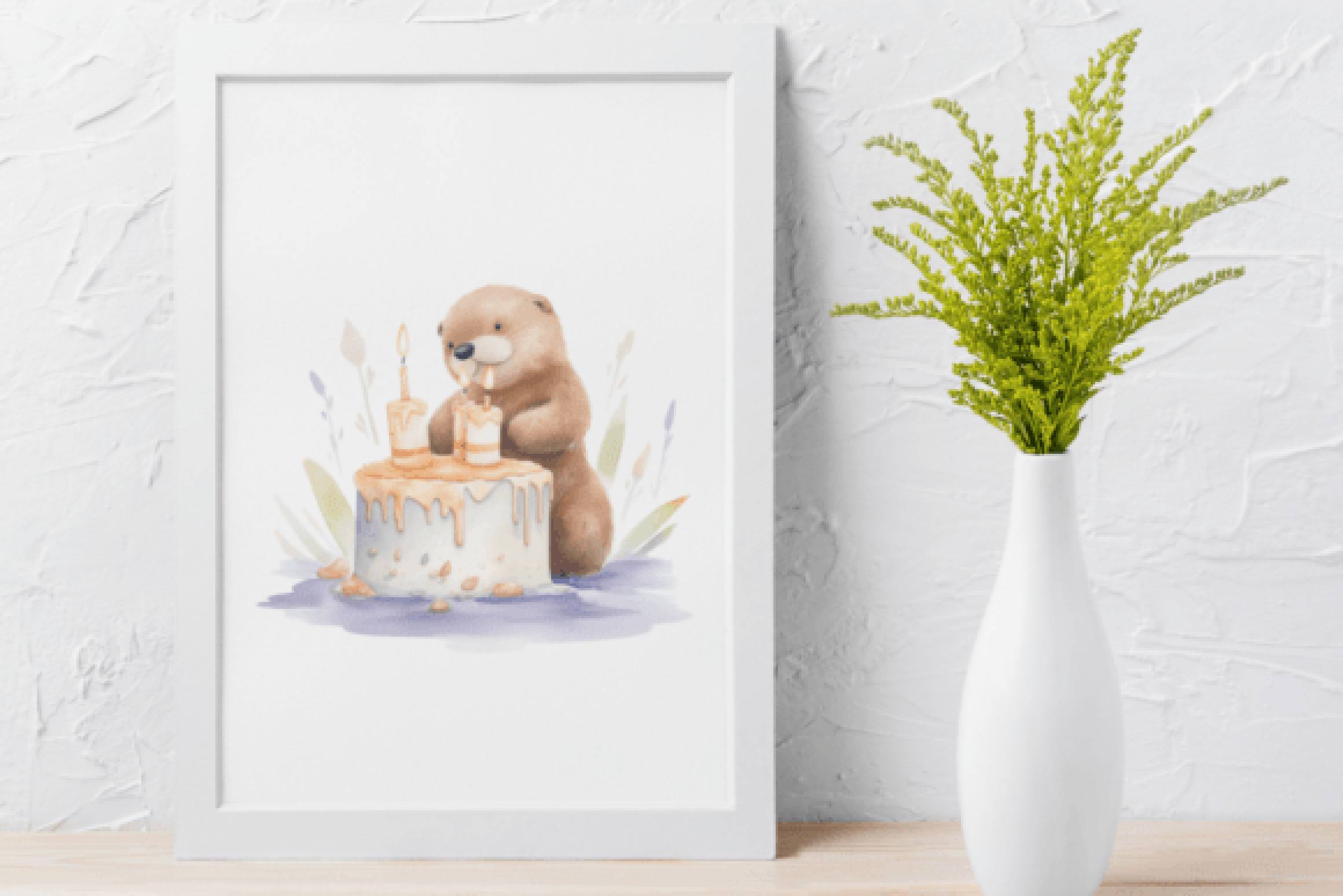 Adorable Baby Otter Birthday Clipart Bundle