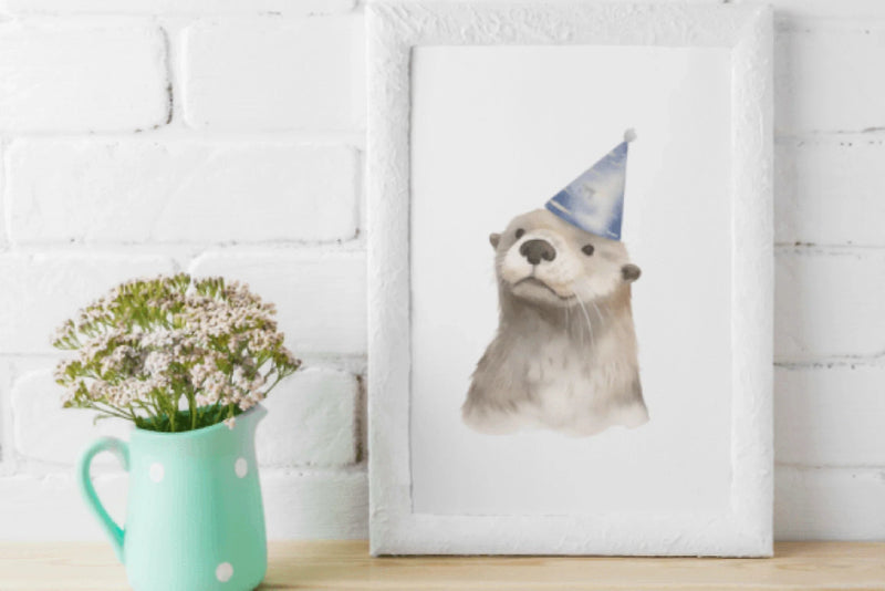 Adorable Baby Otter Birthday Clipart Bundle - CraftNest - Digital Crafting and Art