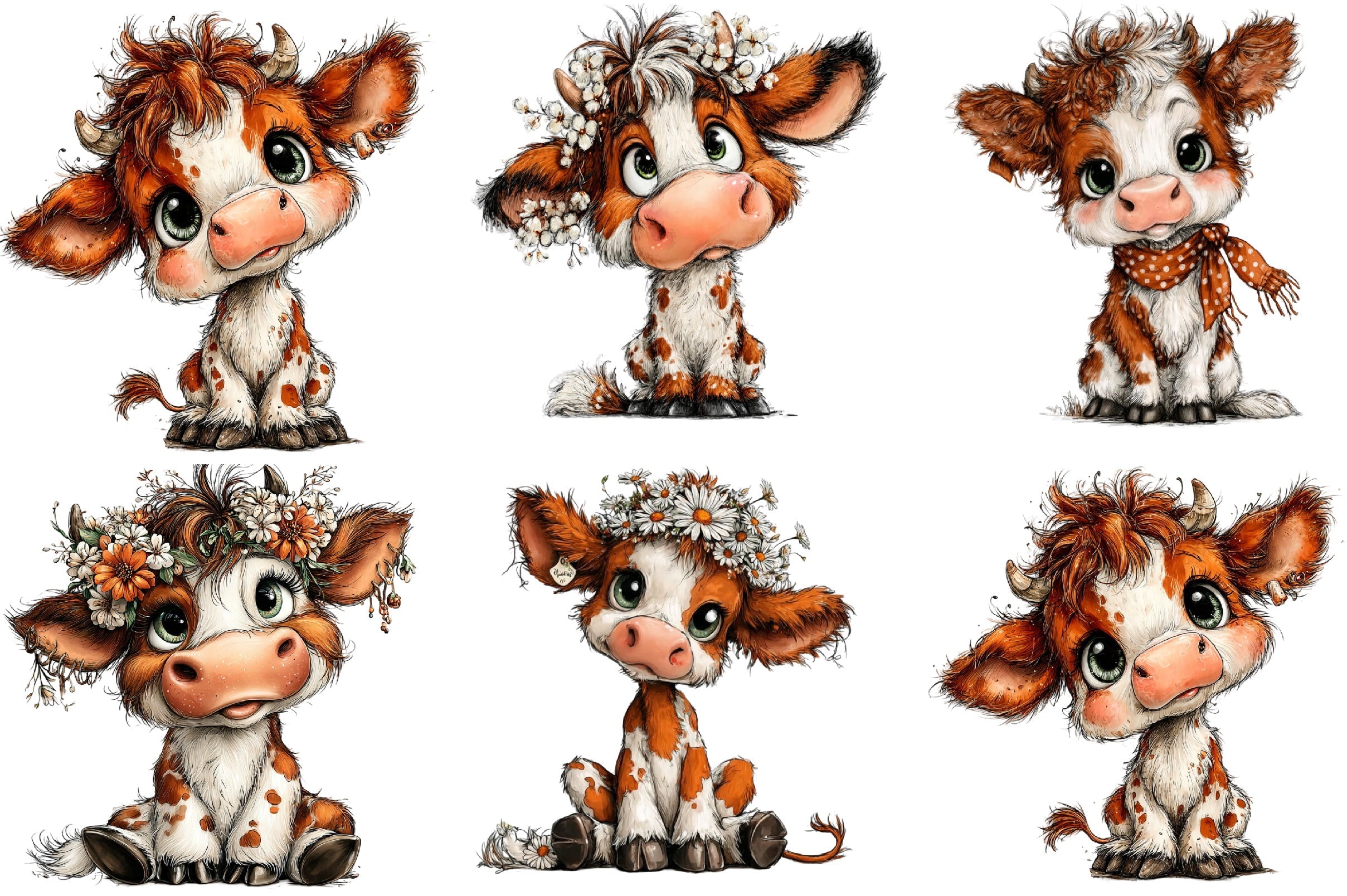 Baby Cow Clipart Bundle