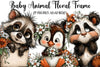 Baby Animal Floral Frame Clipart Bundle
