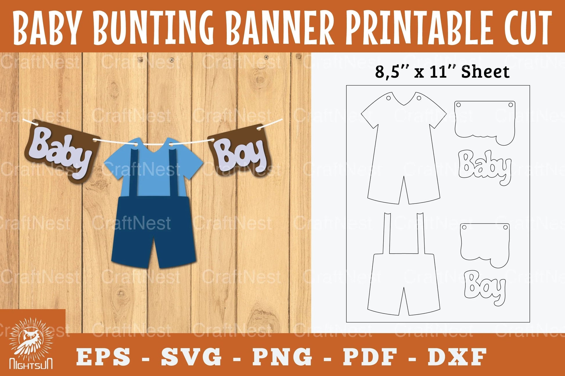 Baby Boy Bunting Banner Printable Clipart Bundle - CraftNest - Digital Crafting and Art