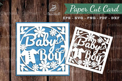 Baby Boy Papercut Card Design Bundle - CraftNest - Digital Crafting and Art