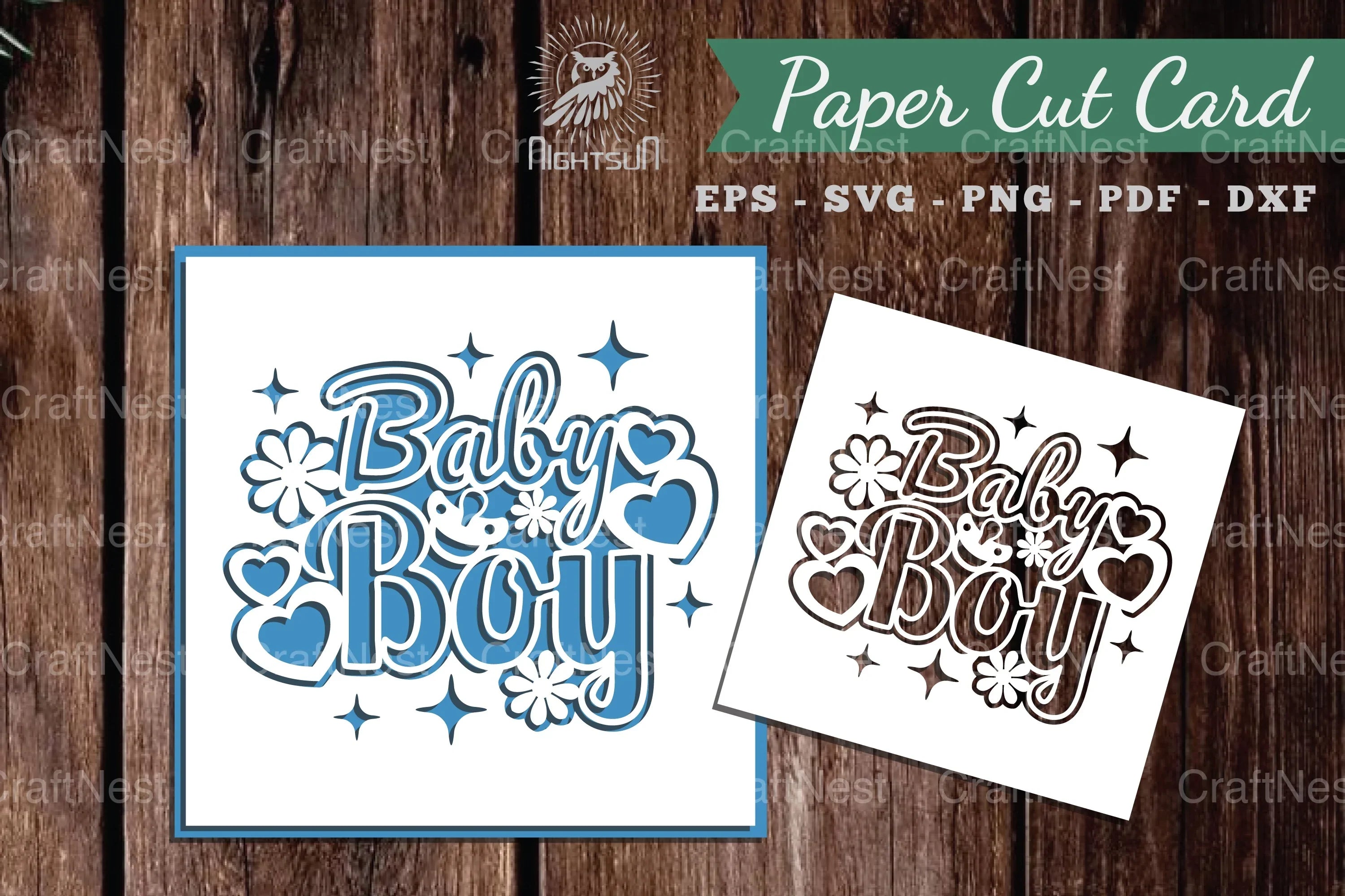 Baby Boy Papercut Card SVG Bundle - CraftNest - Digital Crafting and Art