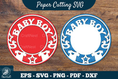 Baby Boy Papercut Circle Clipart Bundle - CraftNest - Digital Crafting and Art